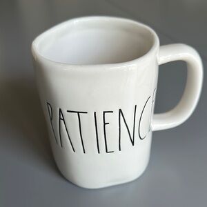 New Rae Dunn White Ceramic Mug with 'Patience' Text